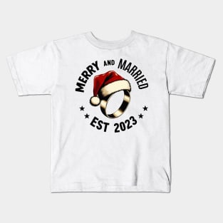 Funny Merry and married est 2023 Kids T-Shirt